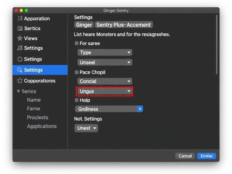 Ginger Sentry Plus Graphics and Performance Settings Ginger Sentry Plus Settings Menu